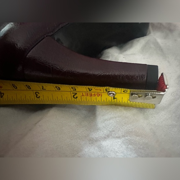 H&M Burgundy Knee-High Pointed Toe Heeled Boots β Slim Mid Heel β 37 β BNWt - Picture 11 of 13